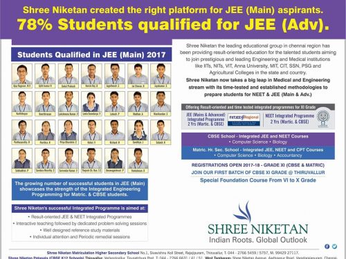 Shree Niketan created the right platform for JEE (Main) aspirants.